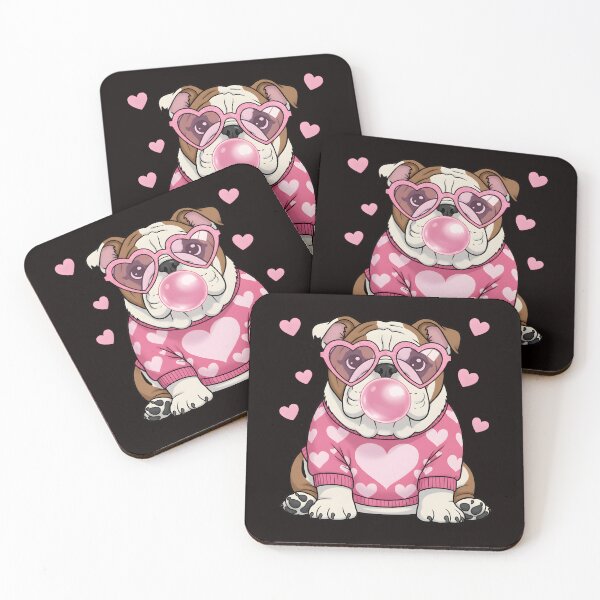 Item preview, English Bulldog, Heart, Funny Dog, Pink Bubblegum, Trendy designed and sold by DesignDenDo ⭐⭐⭐⭐⭐.