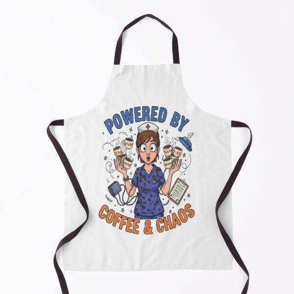 Item preview, Powered by Coffee and Chaos – Night Shift Nurse Humor Design designed and sold by ZentraVibe.