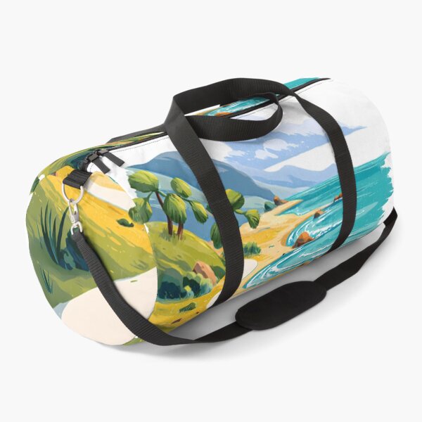 Item preview, Tropical Beach Path Illustration - Golden Sandy Cove with Palm Trees & Turquoise Ocean Art Print designed and sold by DesignArtist.ia.