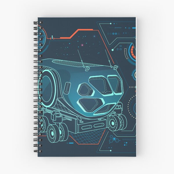 Item preview, aerospace engineering or space expedition vehicle, lined graphic of planet surface exploration robot with futuristic autonomous system interface designed and sold by NiamLab.