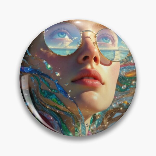 Item preview, Iridescent Bubble Woman with Fruits and Sunglasses designed and sold by Flowing Colurs.