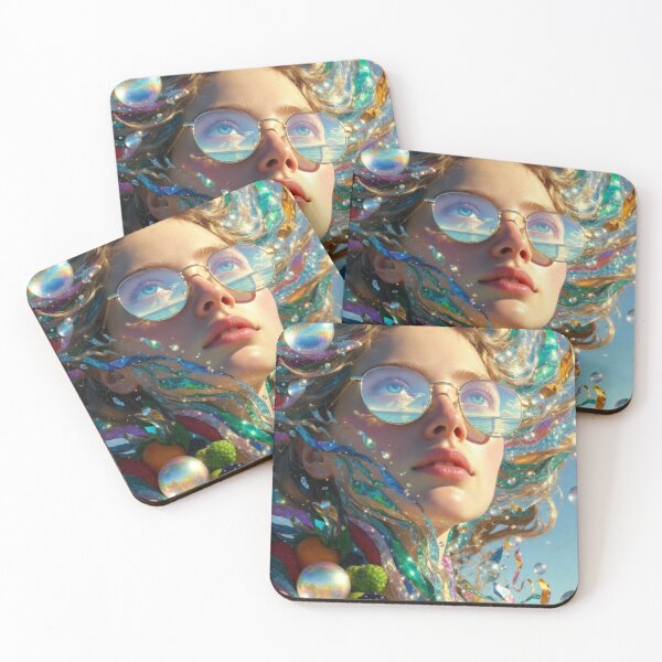Item preview, Iridescent Bubble Woman with Fruits and Sunglasses designed and sold by Flowing Colurs.