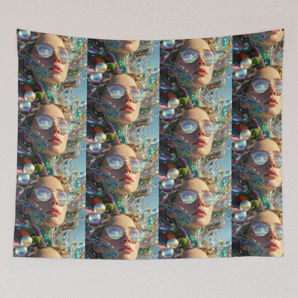 Item preview, Iridescent Bubble Woman with Fruits and Sunglasses designed and sold by Flowing Colurs.