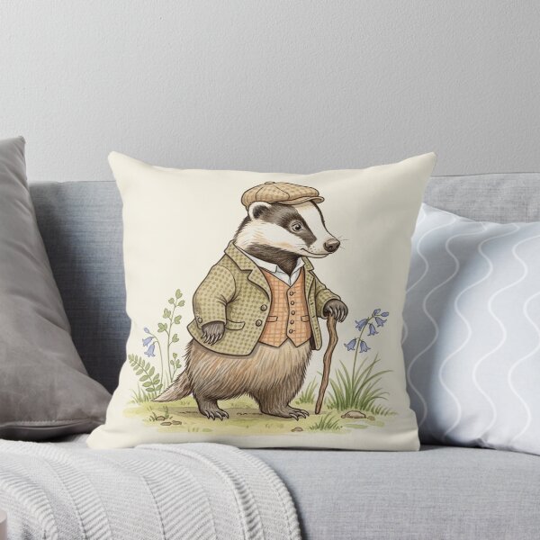 Item preview, Gentleman Badger Stroll - Vintage Woodland Art designed and sold by Pasteltone.