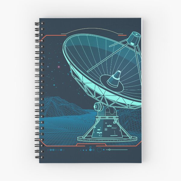 Item preview, telecommunication technology, graphic of lined satellite dish with dotted wavelength and system interface designed and sold by NiamLab.