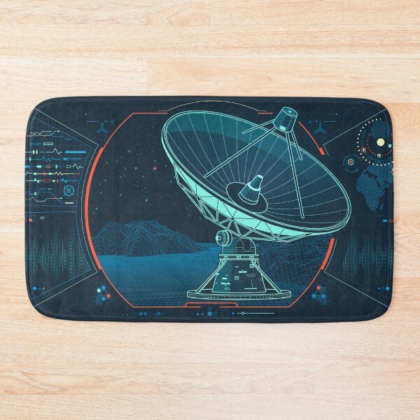 Item preview, telecommunication technology, graphic of lined satellite dish with dotted wavelength and system interface designed and sold by NiamLab.