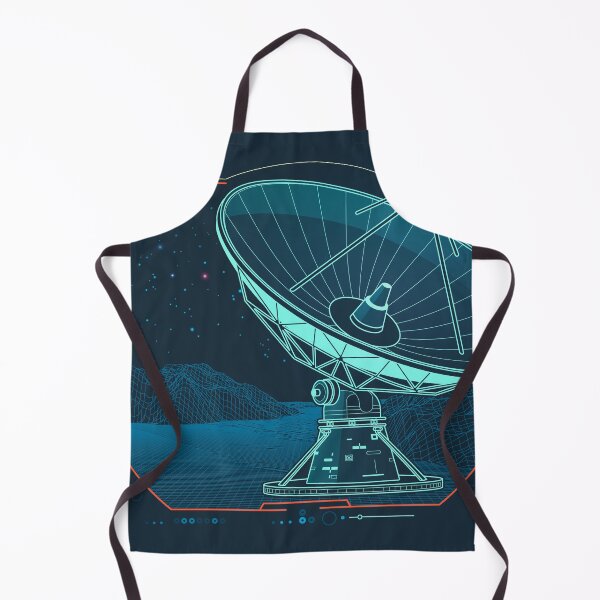 Item preview, telecommunication technology, graphic of lined satellite dish with dotted wavelength and system interface designed and sold by NiamLab.