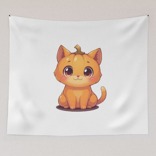 Item preview, Cute Pumpkin Cat – Cozy Spooky Fantasy Character designed and sold by santi-ia.