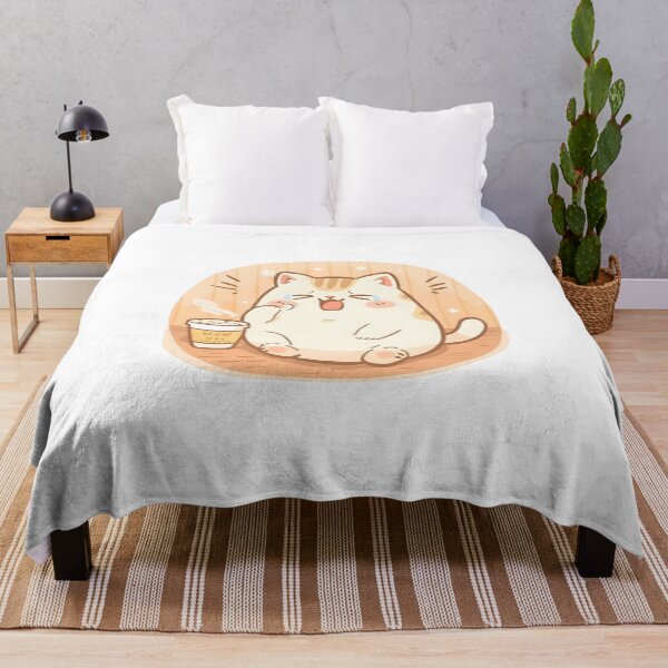 Item preview, Sleepy Yawning Cat Mascot in Cozy Café | Cute Pastel Japanese Style Illustration designed and sold by SlowDayFriends.