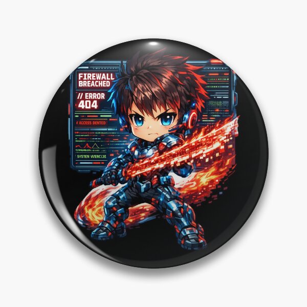 Item preview, Firewall Breached – Error 404 Cyber Chibi Hacker Warrior Design designed and sold by R3XFORGE.