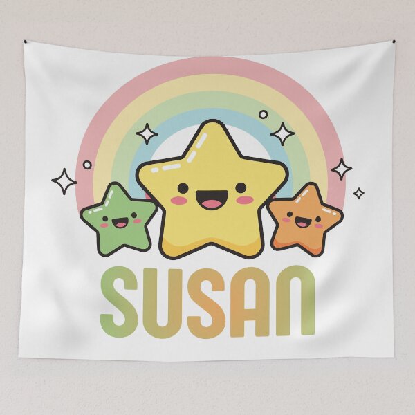 Item preview, Susan - Kawaii Rainbow and Stars Personalized Name Design designed and sold by OmikronStore.