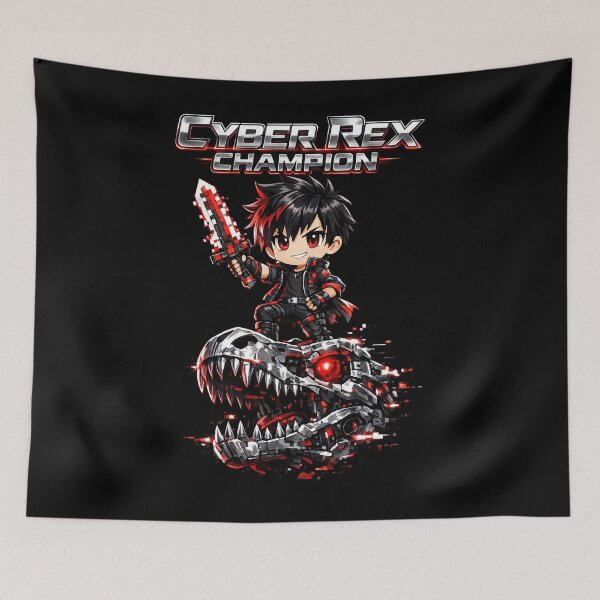 Item preview, Cyber Rex Champion – Chibi Cyberpunk Warrior Dino Mech Design designed and sold by R3XFORGE.