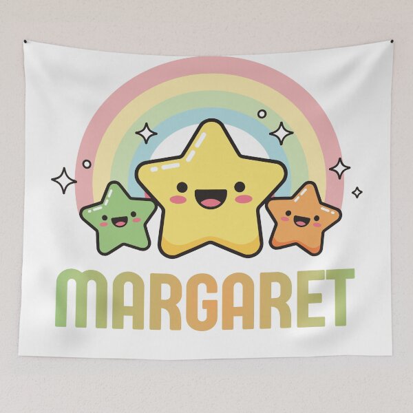 Item preview, Margaret - Kawaii Rainbow and Stars Personalized Name Design designed and sold by OmikronStore.