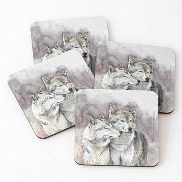 Item preview, Wolf Love – Nordic Wildlife Watercolor and Ink Illustration designed and sold by Maria Välja ART.