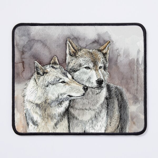 Item preview, Wolf Love – Nordic Wildlife Watercolor and Ink Illustration designed and sold by Maria Välja ART.