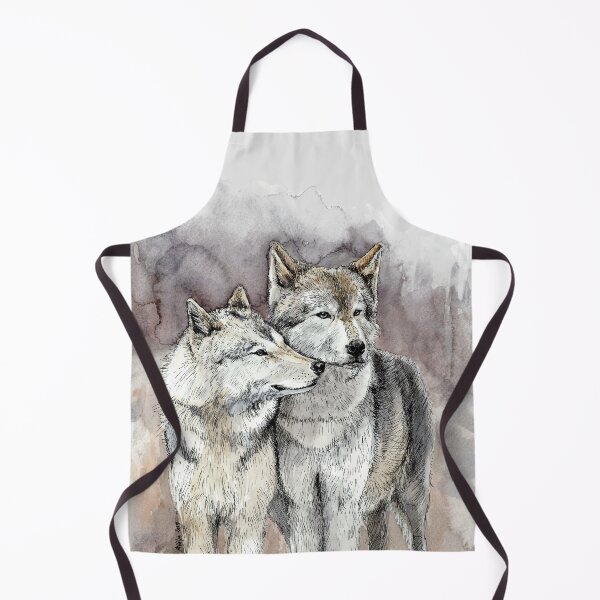 Item preview, Wolf Love – Nordic Wildlife Watercolor and Ink Illustration designed and sold by Maria Välja ART.