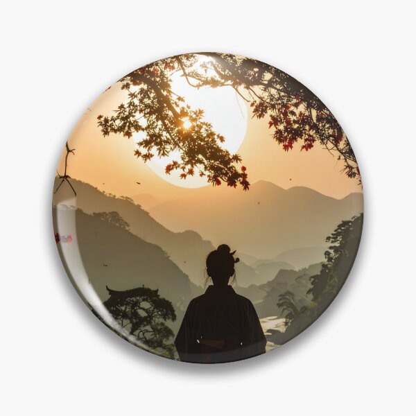 Item preview, Zen Sunset Meditation – Japanese Spirit Art designed and sold by Schoenenwald - Illustrations Uniques et Originales.