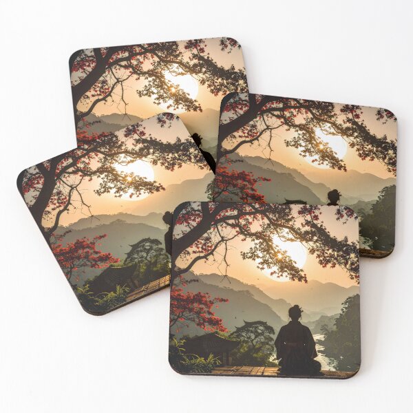 Item preview, Zen Sunset Meditation – Japanese Spirit Art designed and sold by Schoenenwald - Illustrations Uniques et Originales.