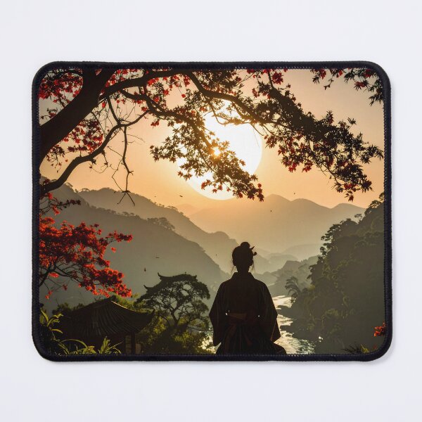 Item preview, Zen Sunset Meditation – Japanese Spirit Art designed and sold by Schoenenwald - Illustrations Uniques et Originales.
