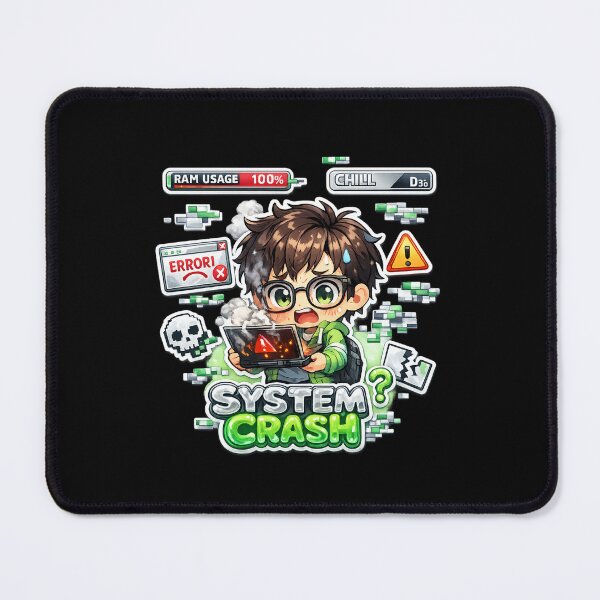 Item preview, System Crash – RAM Usage 100% Funny Chibi Programmer Error Design designed and sold by R3XFORGE.
