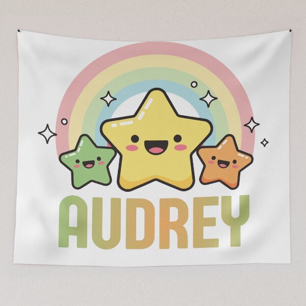 Item preview,  Audrey - Kawaii Rainbow and Stars Personalized Name Design designed and sold by OmikronStore.