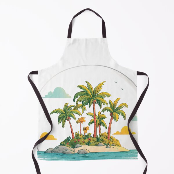 Item preview, Tropical Island Paradise Illustration - Palm Tree Desert Island in Circle Frame Art Print designed and sold by DesignArtist.ia.