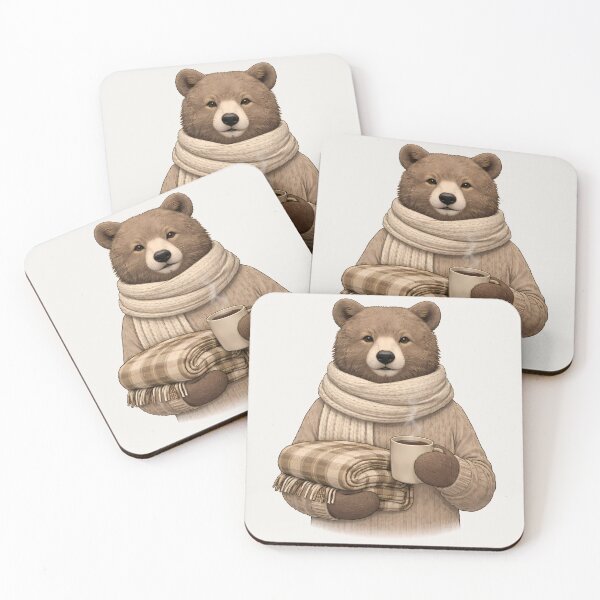 Item preview, Bear with Blanket and Warm Mug Illustration designed and sold by Ombrya.
