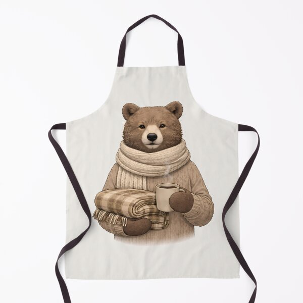Aperçu de l'œuvre Illustration d'un ours avec une couverture et une tasse chaude créée et vendue par Ombrya.