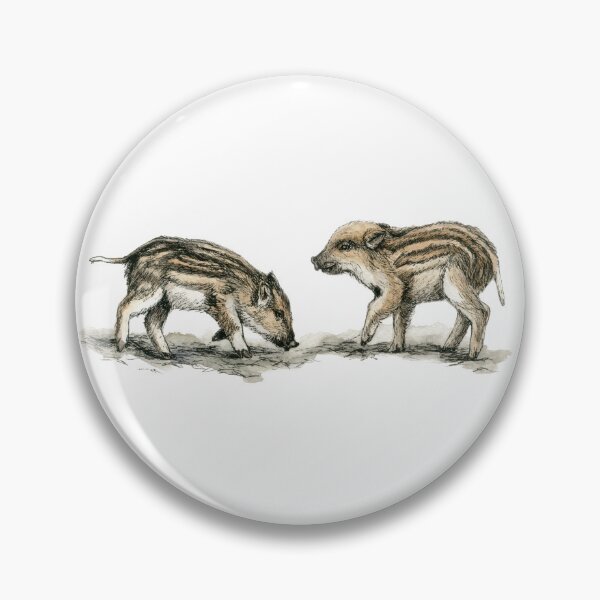 Item preview, Wild Boar Piglets – Nordic Wildlife Watercolor and Ink Illustration designed and sold by Maria Välja ART.