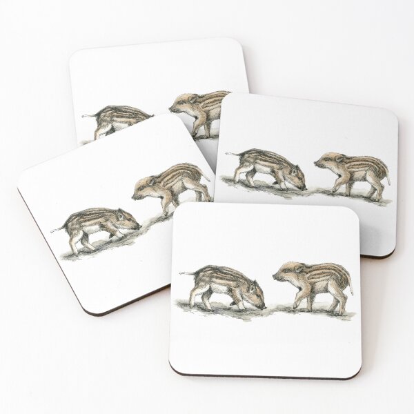 Item preview, Wild Boar Piglets – Nordic Wildlife Watercolor and Ink Illustration designed and sold by Maria Välja ART.