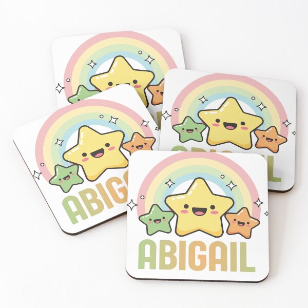 Item preview, Abigail - Kawaii Rainbow and Stars Personalized Name Design designed and sold by OmikronStore.