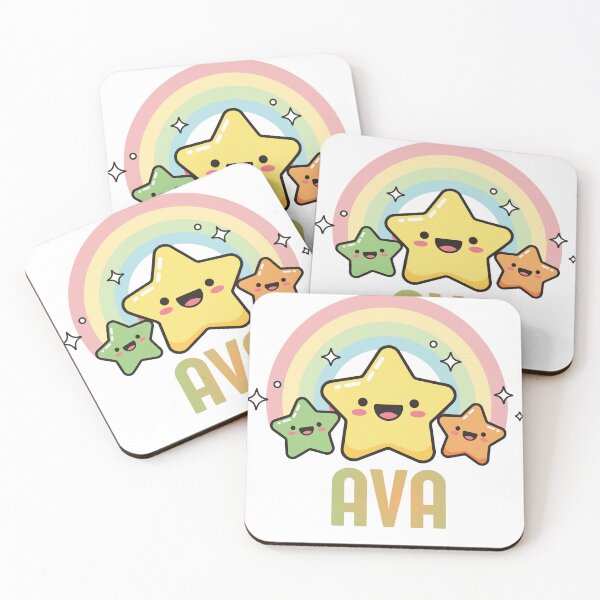 Item preview, Ava - Kawaii Rainbow and Stars Personalized Name Design designed and sold by OmikronStore.