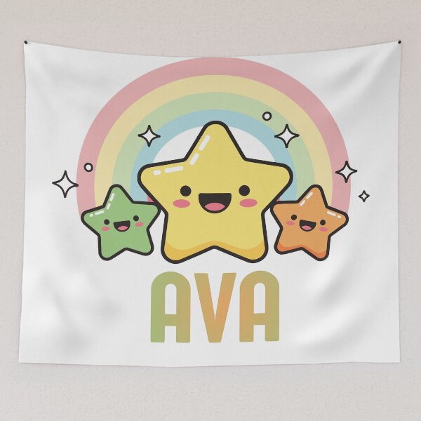 Item preview, Ava - Kawaii Rainbow and Stars Personalized Name Design designed and sold by OmikronStore.