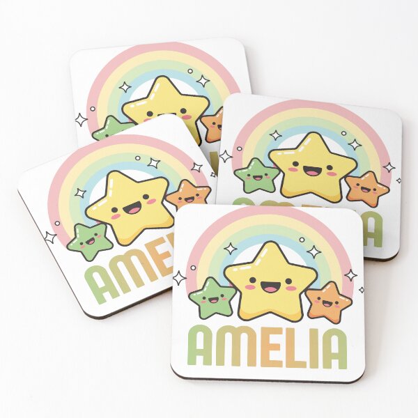Item preview, Amelia - Kawaii Rainbow and Stars Personalized Name Design designed and sold by OmikronStore.