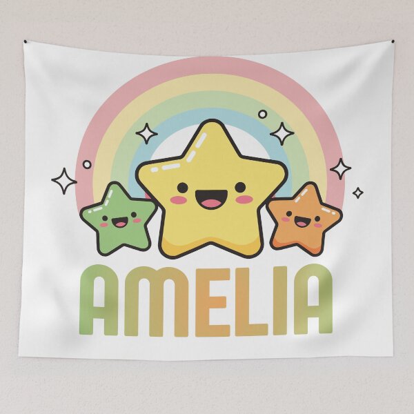Item preview, Amelia - Kawaii Rainbow and Stars Personalized Name Design designed and sold by OmikronStore.