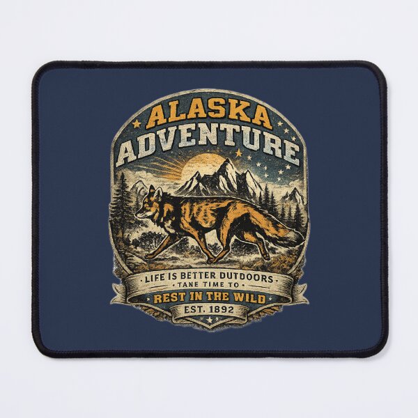 Item preview, Alaska Adventure Vintage Fox Navy Blue – Retro Outdoor Wildlife Design designed and sold by Studio Yvonne .