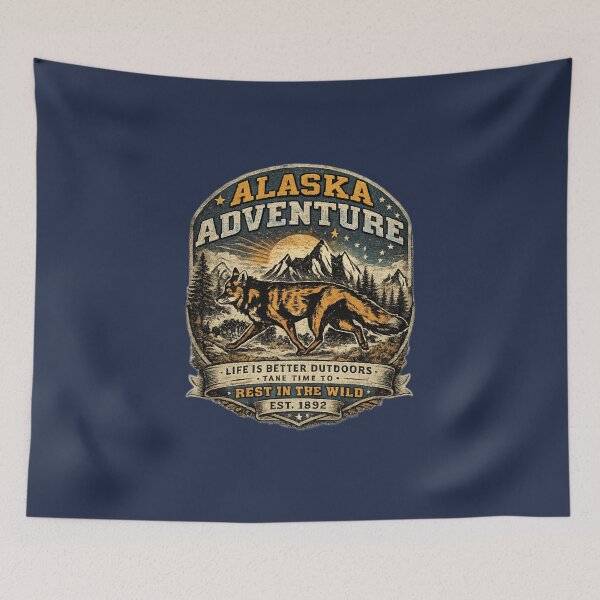 Item preview, Alaska Adventure Vintage Fox Navy Blue – Retro Outdoor Wildlife Design  designed and sold by Studio Yvonne .