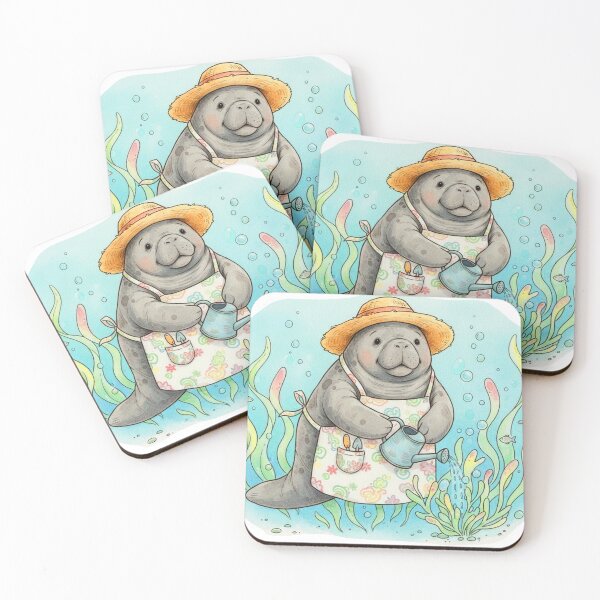 Item preview, Watercolor Manatee Gardening Fun designed and sold by Litely.