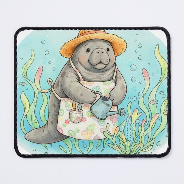 Item preview, Watercolor Manatee Gardening Fun designed and sold by Litely.