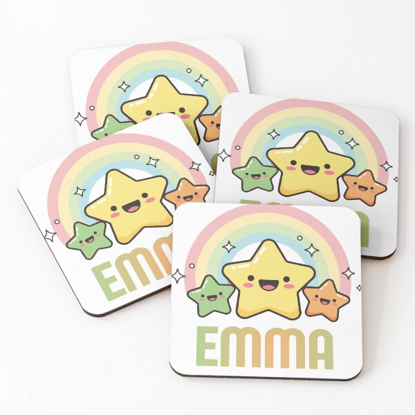 Item preview, Emma - Kawaii Rainbow and Stars Personalized Name Design designed and sold by OmikronStore.