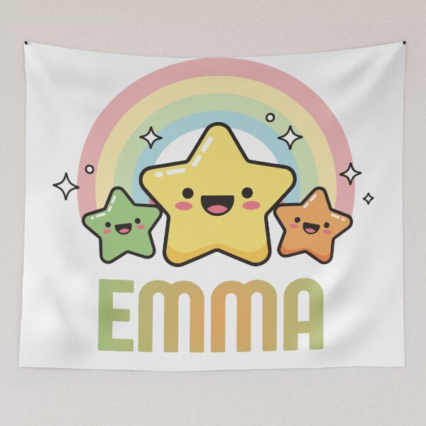 Item preview, Emma - Kawaii Rainbow and Stars Personalized Name Design designed and sold by OmikronStore.