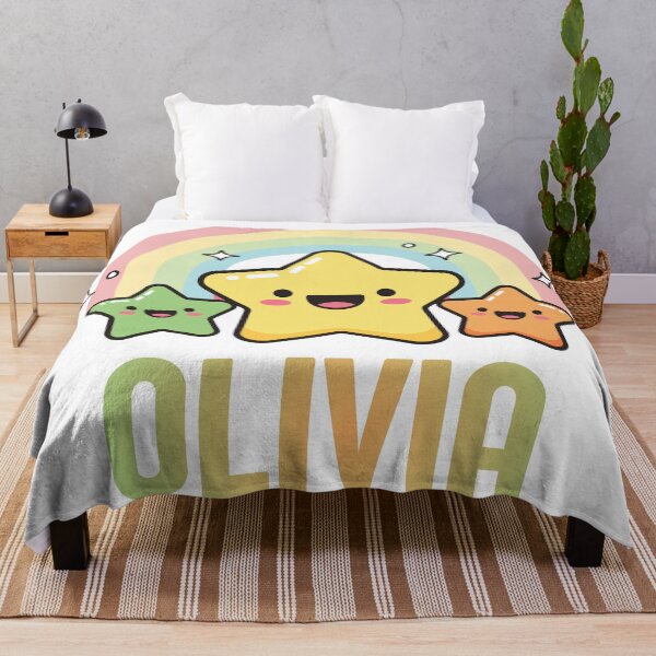Item preview, Olivia - Kawaii Rainbow and Stars Personalized Name Design designed and sold by OmikronStore.