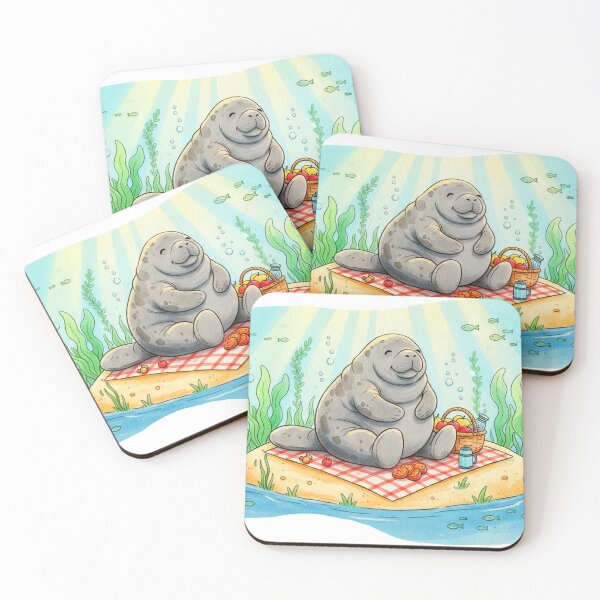 Item preview, Watercolor Manatee Picnic Fun designed and sold by Litely.