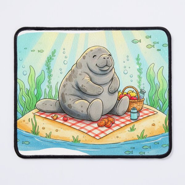 Item preview, Watercolor Manatee Picnic Fun designed and sold by Litely.