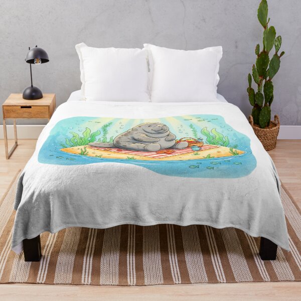 Item preview, Watercolor Manatee Picnic Fun designed and sold by Litely.