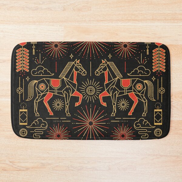 Item preview, Symmetrical Golden Horses and Festive Fireworks designed and sold by zzz888.