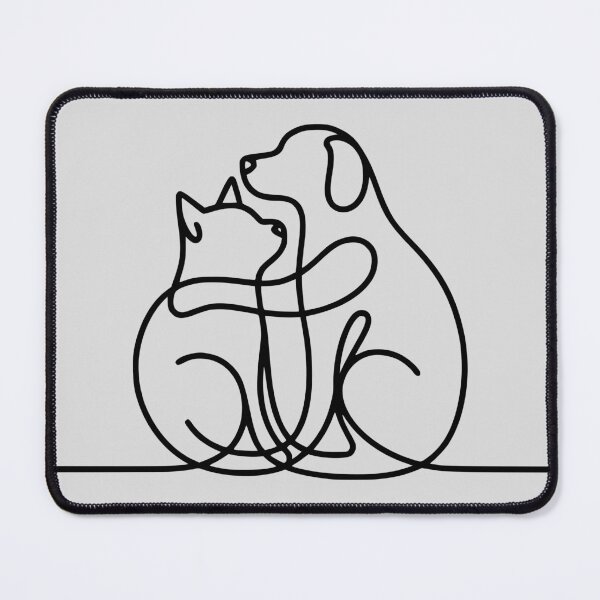 Item preview, Minimalist Cat and Dog Love - One Line Drawing Cuddle Art designed and sold by HappySproutArt.
