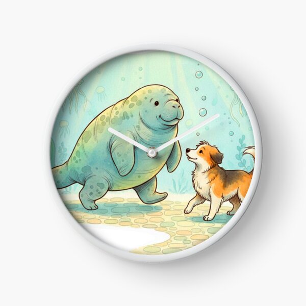 Item preview, Watercolor Manatee Walking a Dog designed and sold by Litely.