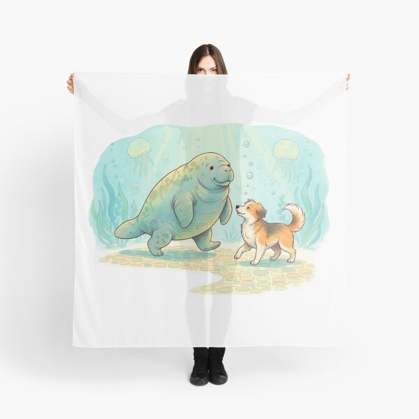 Item preview, Watercolor Manatee Walking a Dog designed and sold by Litely.