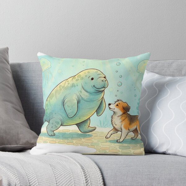 Item preview, Watercolor Manatee Walking a Dog designed and sold by Litely.